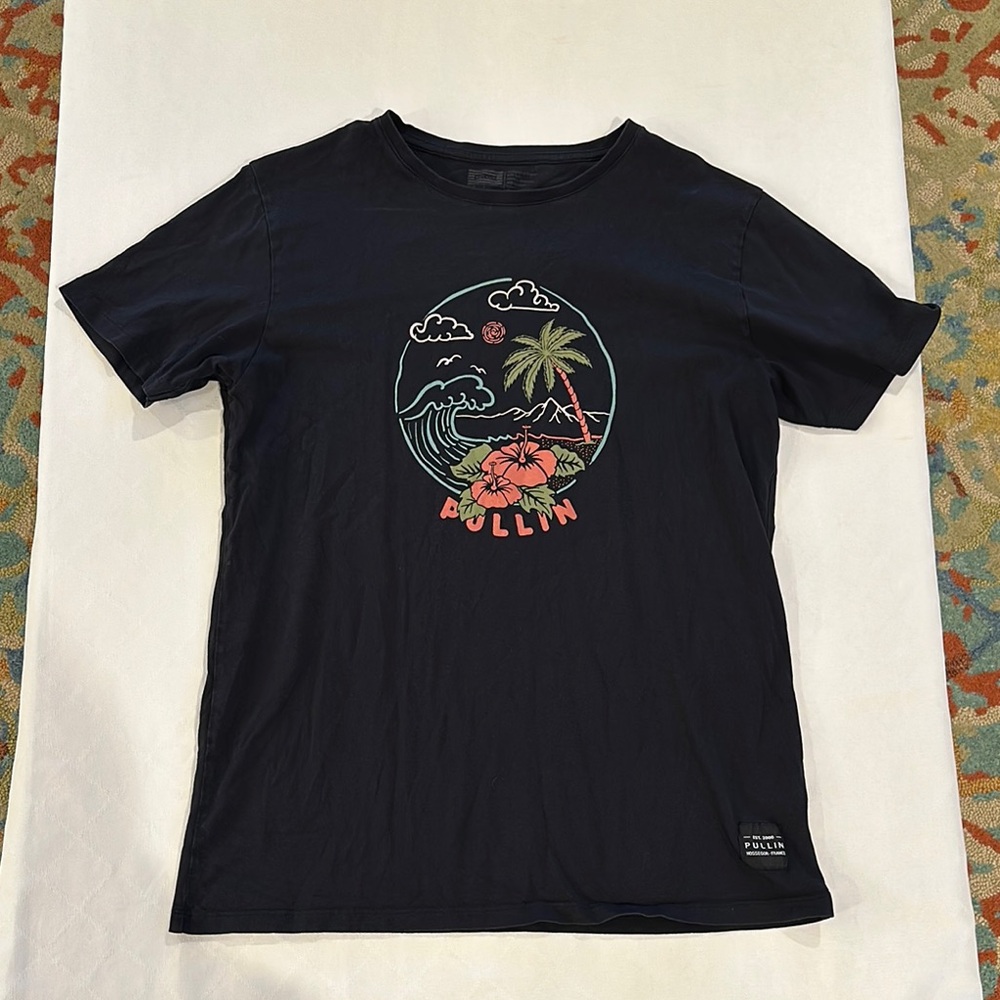 Pullin Men's‎ Black Graphic T tee Shirt large EUC